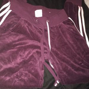 Purple velvet like joggers